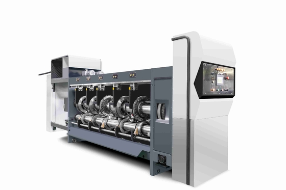 380V/50HZ/3PH Ελεύθερος από πίεση κυματοειδής χαρτόνι G6-1224 Δομή τροφοδοσίας Πρωτεύον άκρο Μεταφορά κενού 4 χρωματικός εκτυπωτής + κλειδαριά + κόπτης + δονητής + στοιβακτήρας